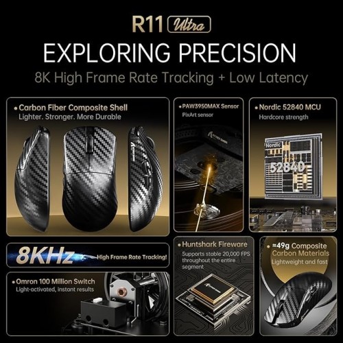 Attack Shark R11 Ultra Fibra de Carbono (Weave Black)