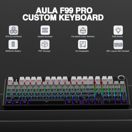 Aula F99 Pro Degradado de negro Caja dañada